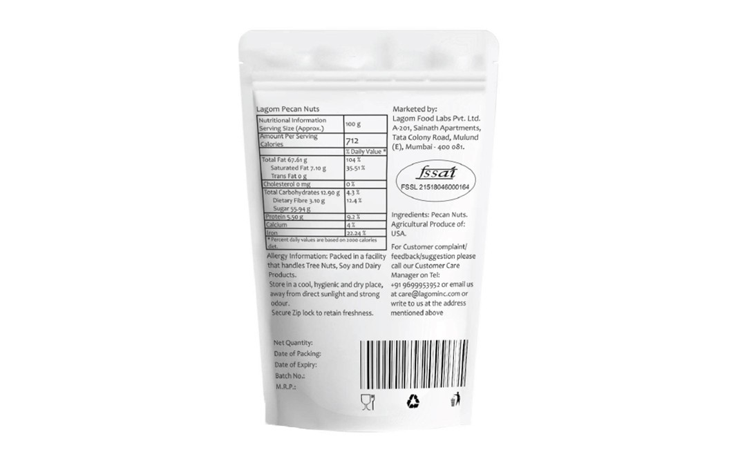 Lagom Pecan Nuts    Pack  200 grams